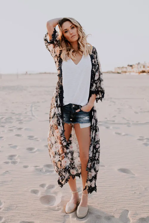 Let's Go to The Beach Flower Chiffon Cardigan