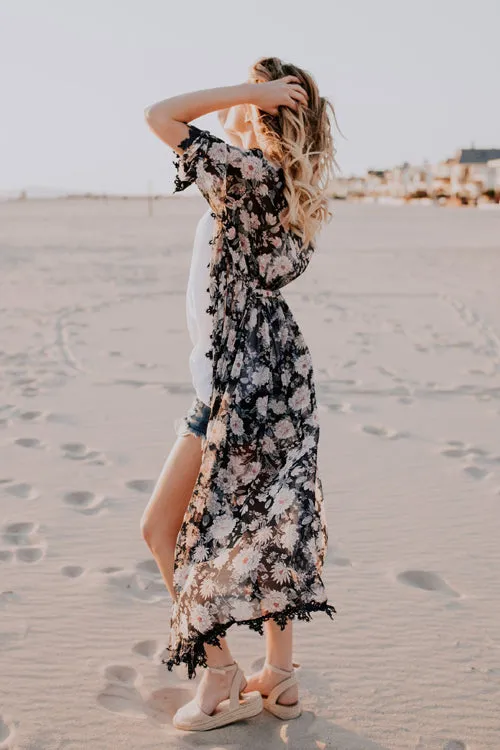 Let's Go to The Beach Flower Chiffon Cardigan