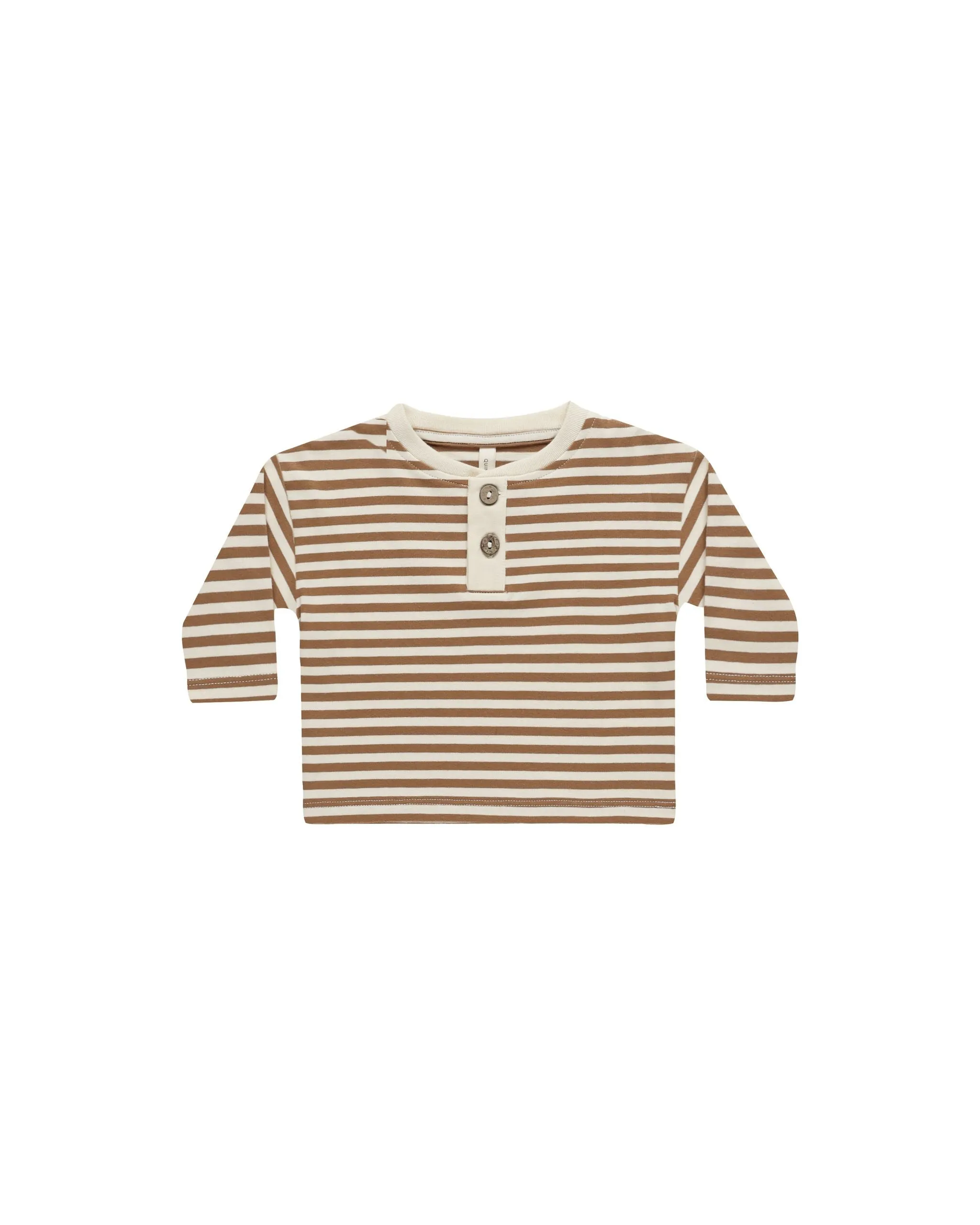 Long Sleeve Henley Tee | Cinnamon Stripe