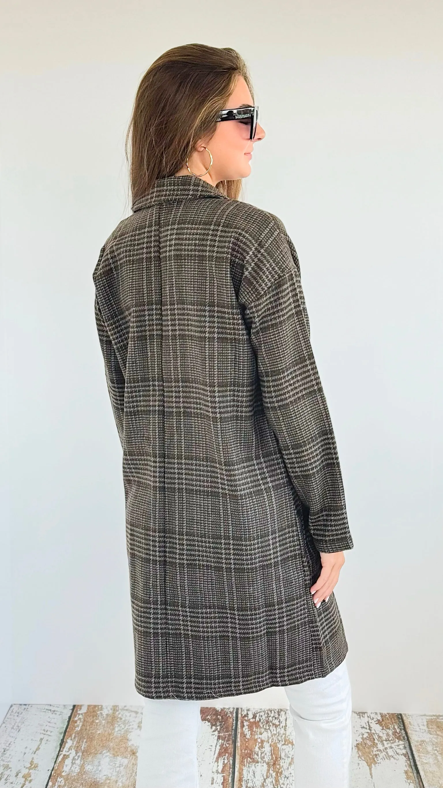 Long Sleeve Plaid Coat