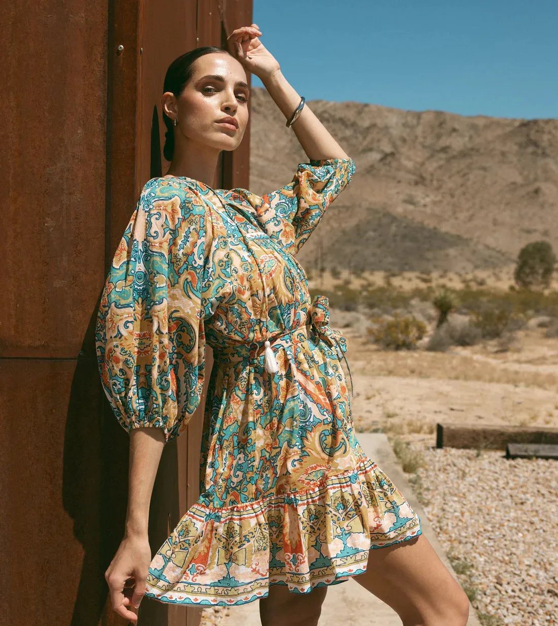 Magdalena Mini Dress in las palmas print by Cleobella