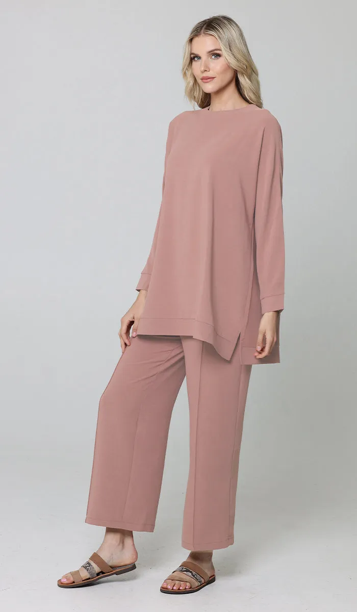 Marvi Loose Stretch Wide Leg Pants - Dusty Rose