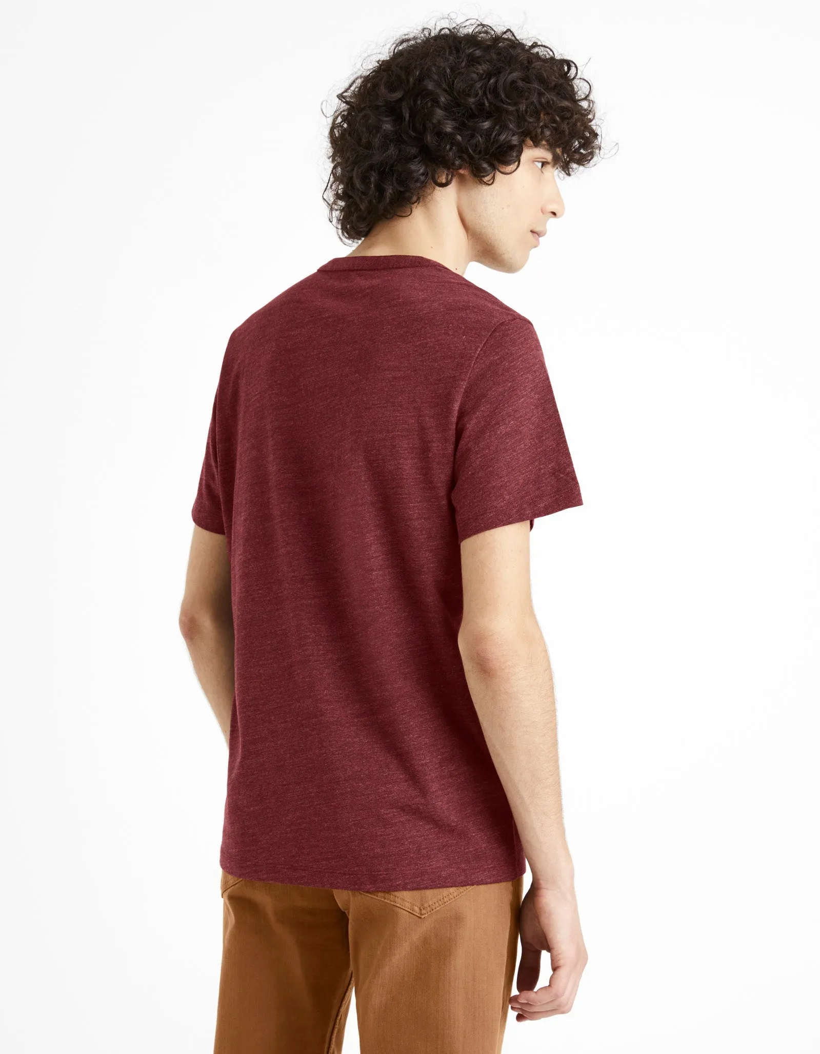 Men - Knitted - T-Shirt - Short sleeves - Henley collar