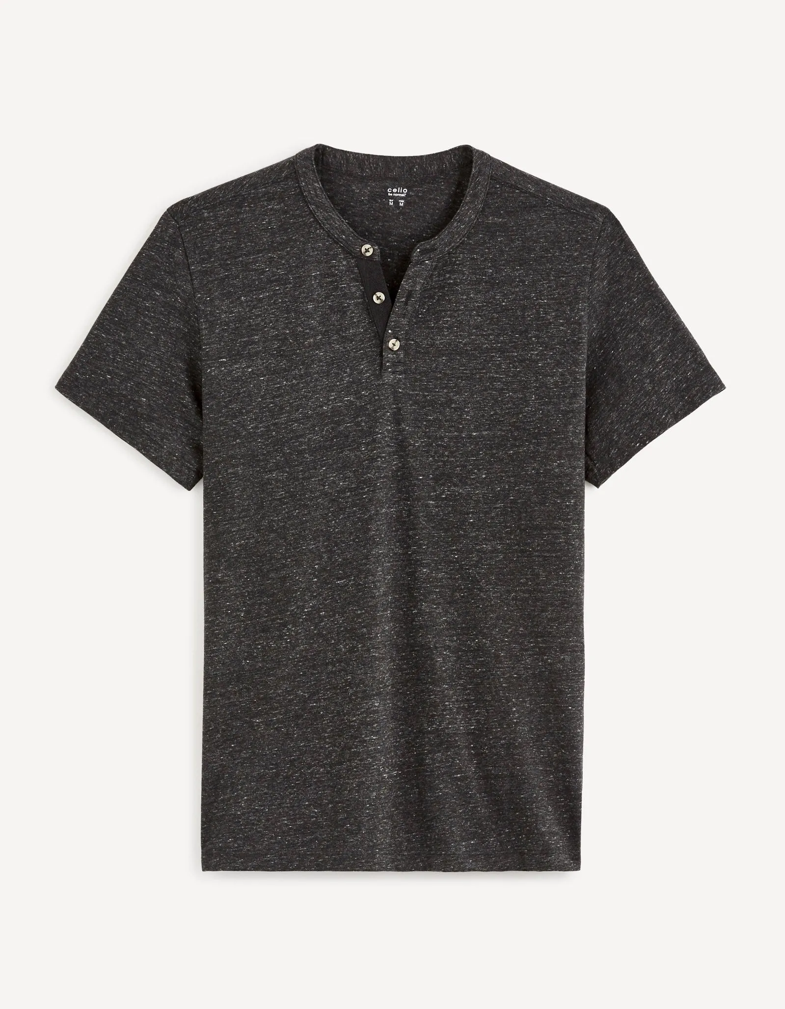 Men - Knitted - T-Shirt - Short sleeves - Henley collar