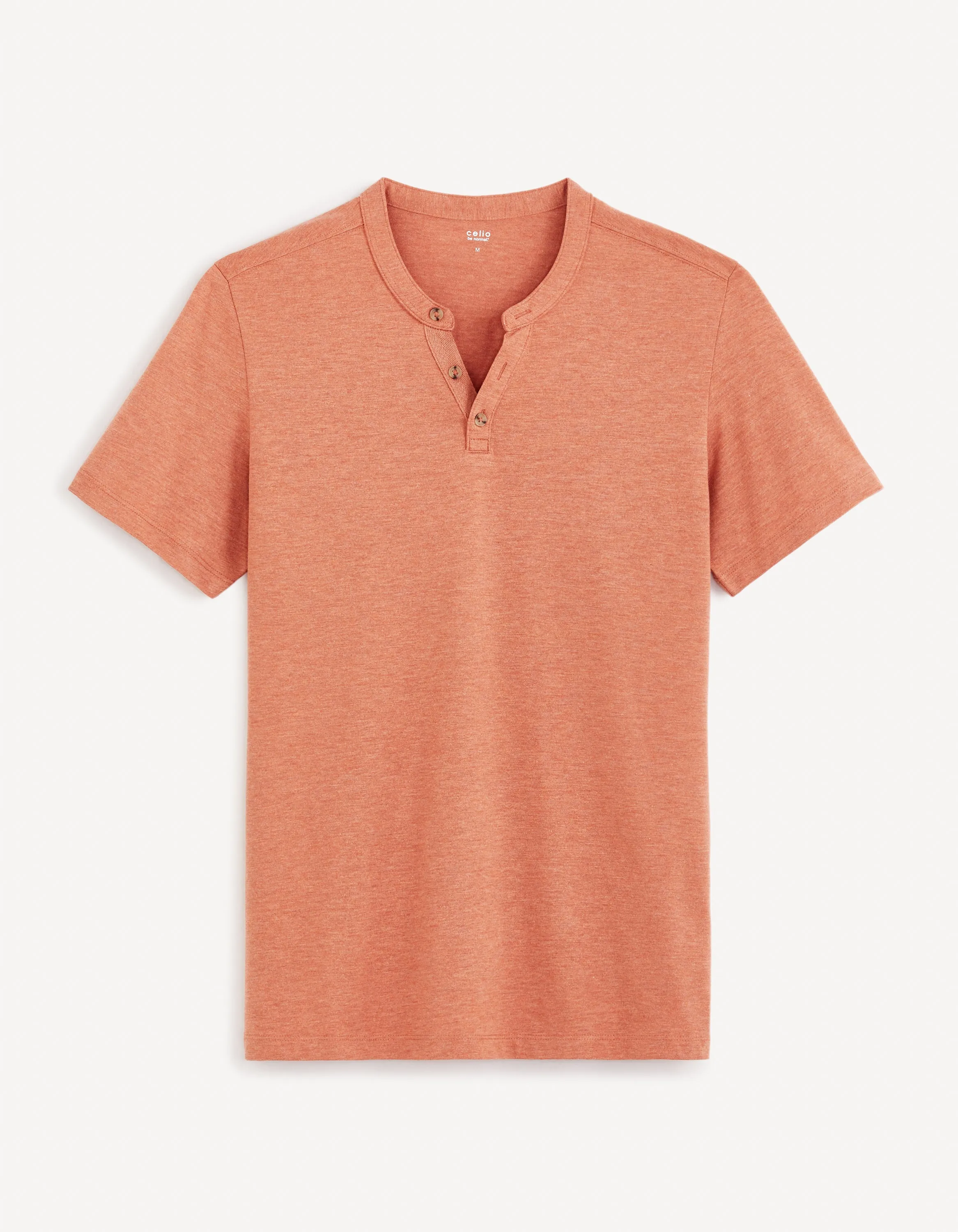 Men - Knitted - T-Shirt - Short sleeves - Henley collar