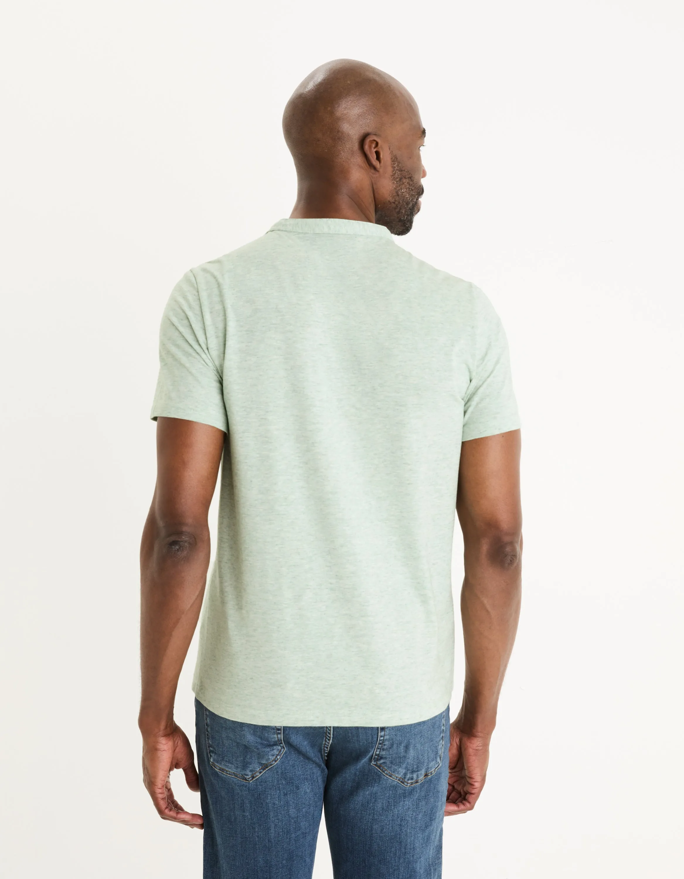 Men - Knitted - T-Shirt - Short sleeves - Henley collar