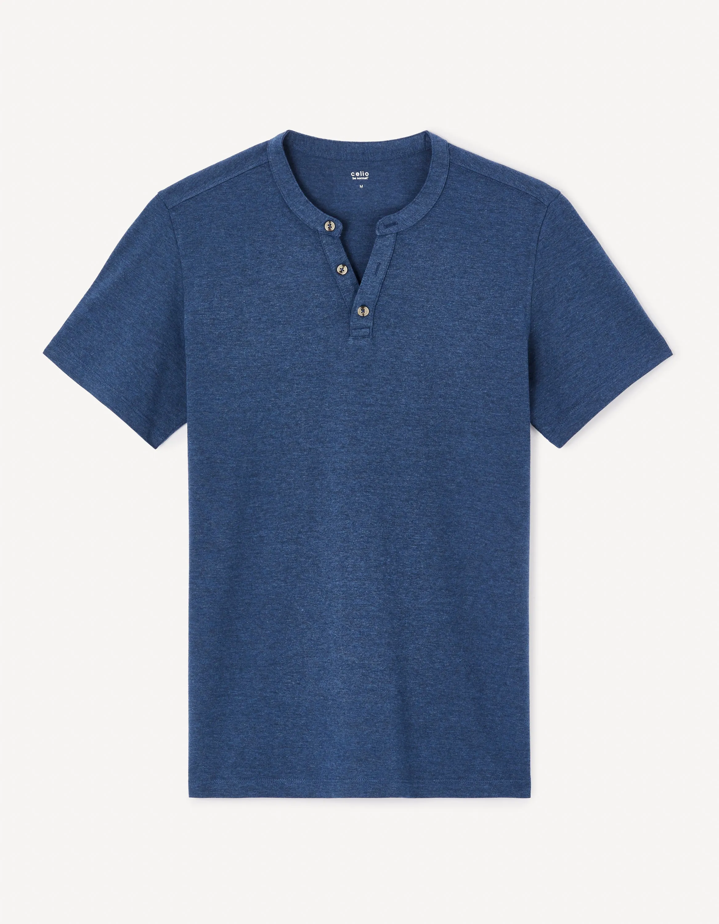 Men - Knitted - T-Shirt - Short sleeves - Henley collar