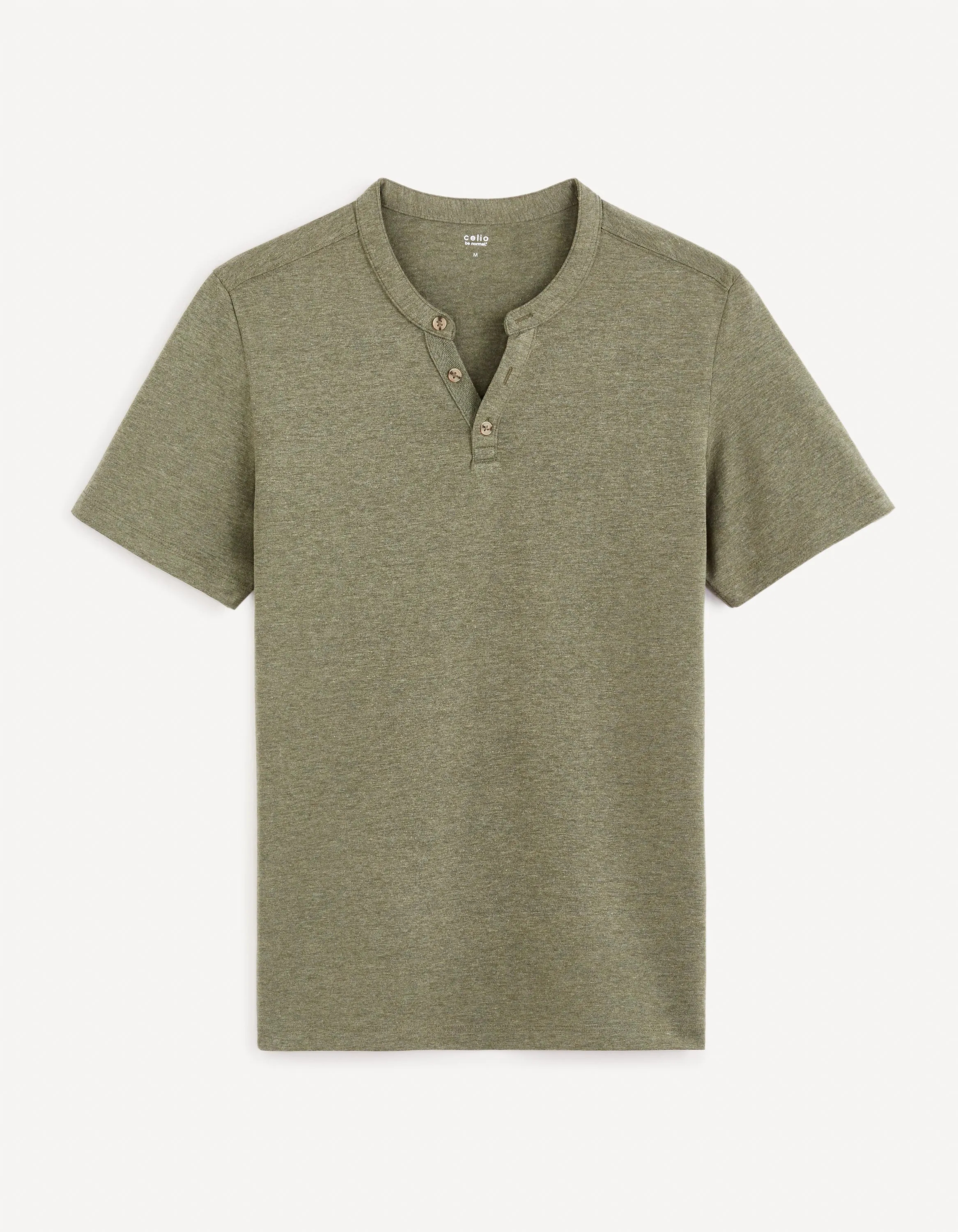 Men - Knitted - T-Shirt - Short sleeves - Henley collar