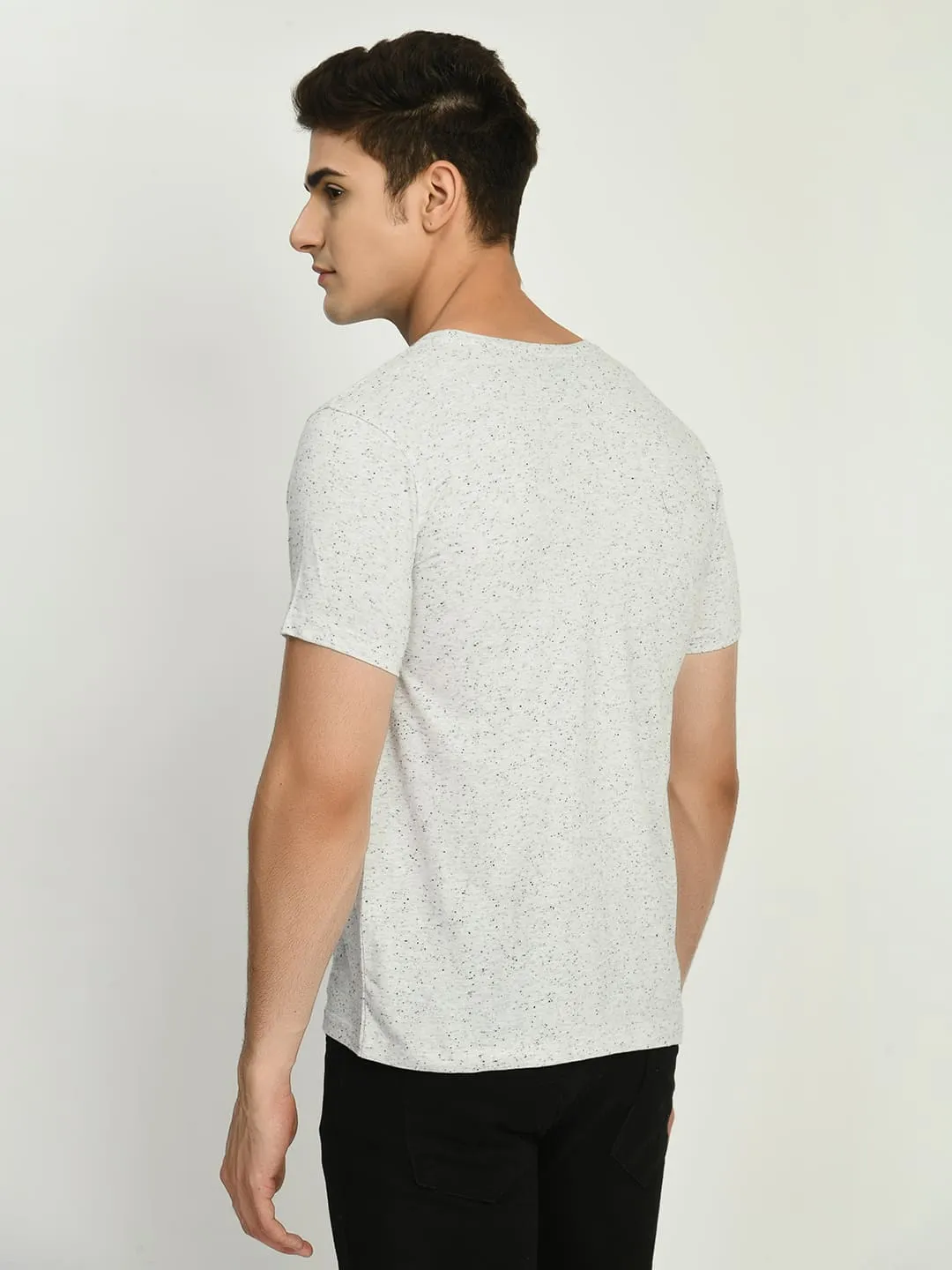 Men’s Printed Round Neck T-Shirt - Light Gray