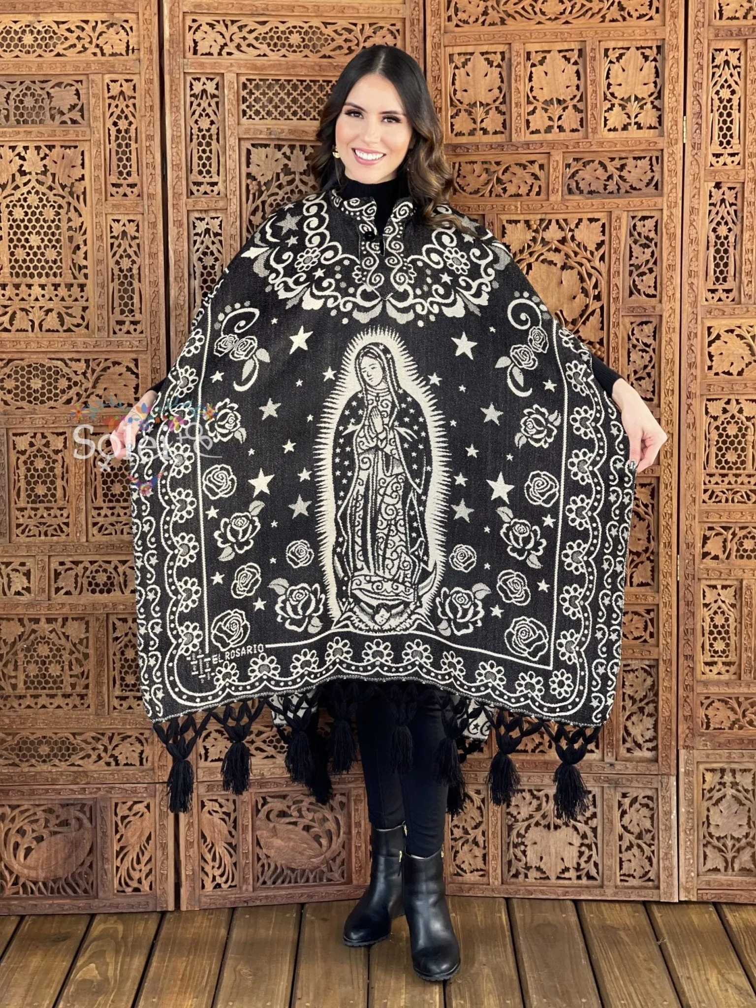 Mexican Traditional Virgen Mary Poncho. Gaban Virgen Fino