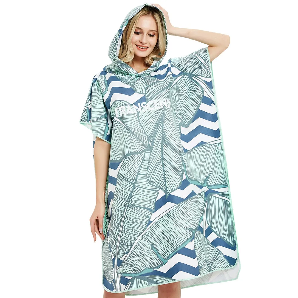 Microfiber Poncho Towel Surf Beach Wetsuit Changing Towel Bath Robe with Hood,Watersports Activities,Adults Men Women