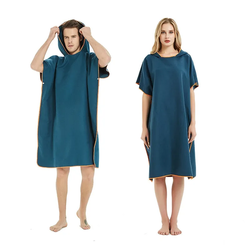 Microfiber  Wetsuit Changing Robe  with Hood, Quick Dry Hooded Towels for Swim, Beach Surf Poncho Compact & Lightweight