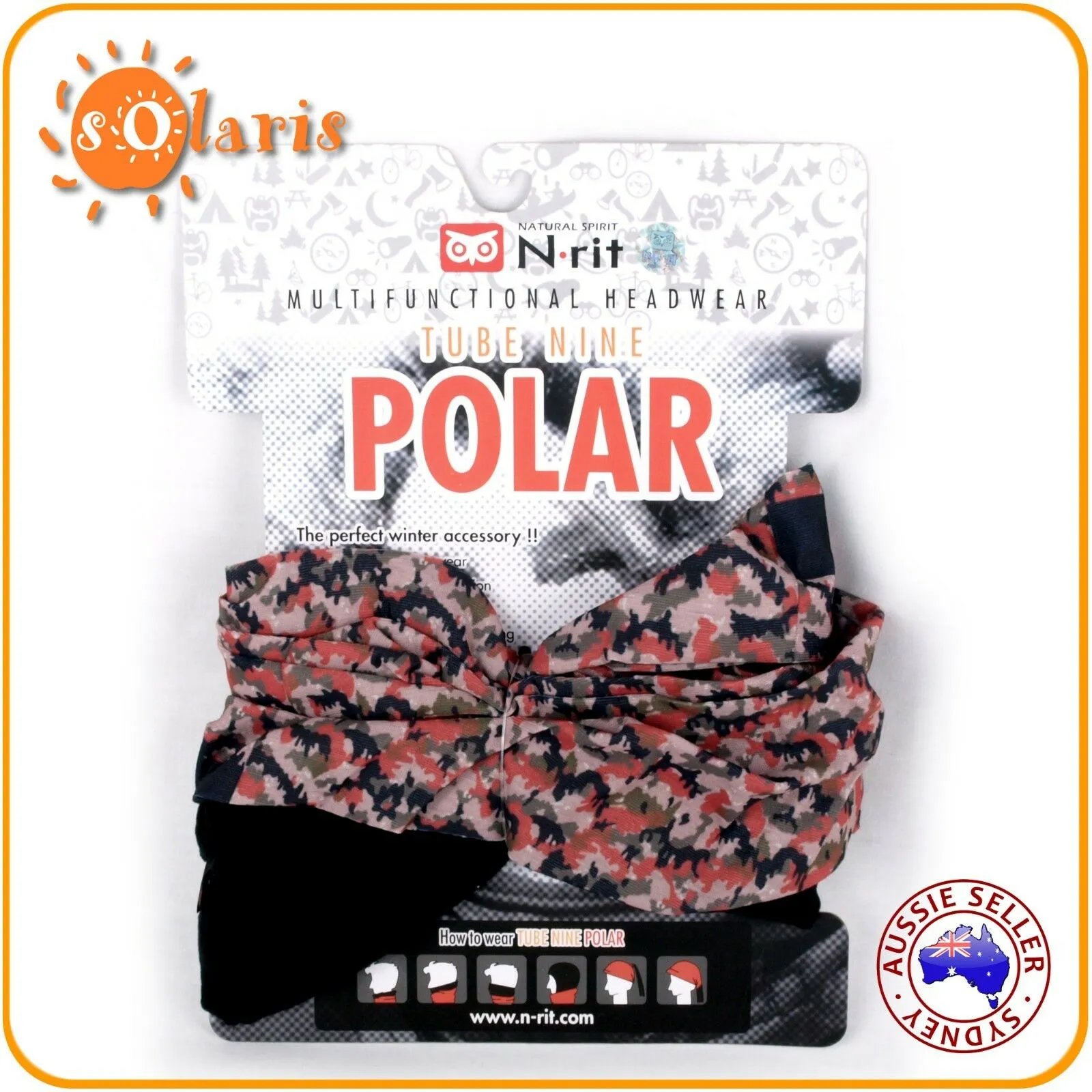 N-Rit TUBE9 POLAR Multi functional Headwear Winter Scarf Face Mask Neck Warmer