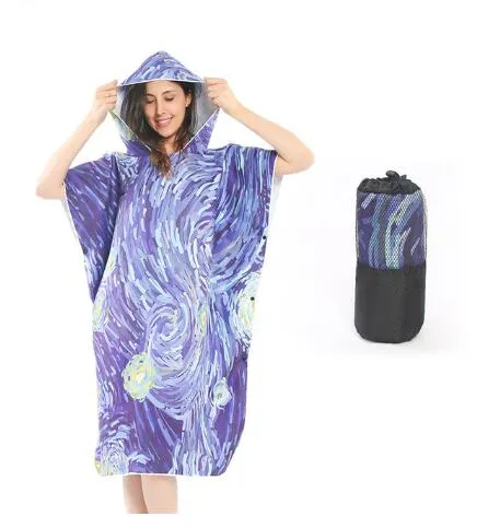 New Fashion Quick Drying Changing Robe Beach Towel Outdoor Sports Hooded Bath Towel Poncho Soft Beach Swimming Towels Cloak