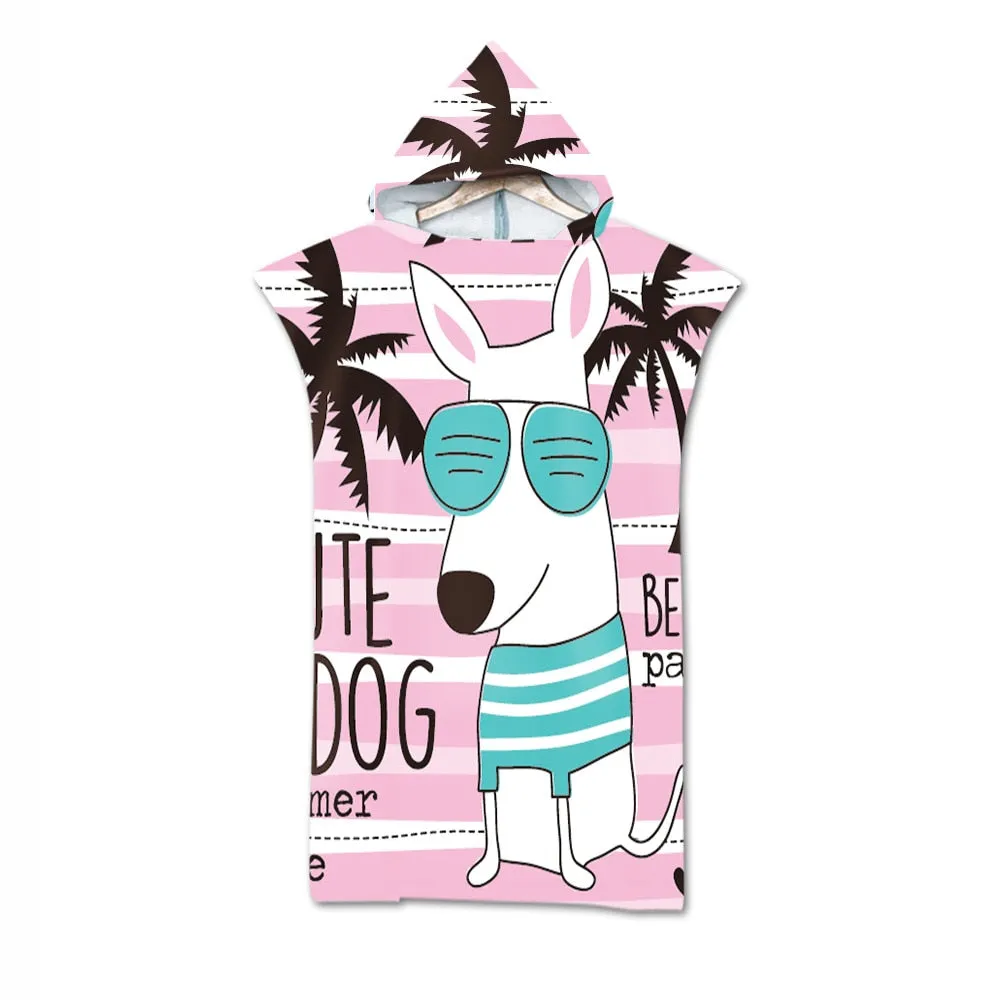 New printed Palm Tree Hooded Bath Beach Towel Microfiber Towel Poncho for Swimming Beach Surf unisex Bathrobe Beachwear