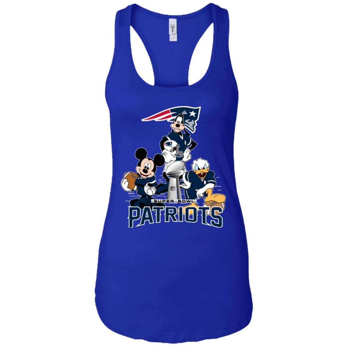 Nfl - New England Patriots Donald Duck Goofy Mickey Mouse Super Bowl 2019 Football Women Tank Top