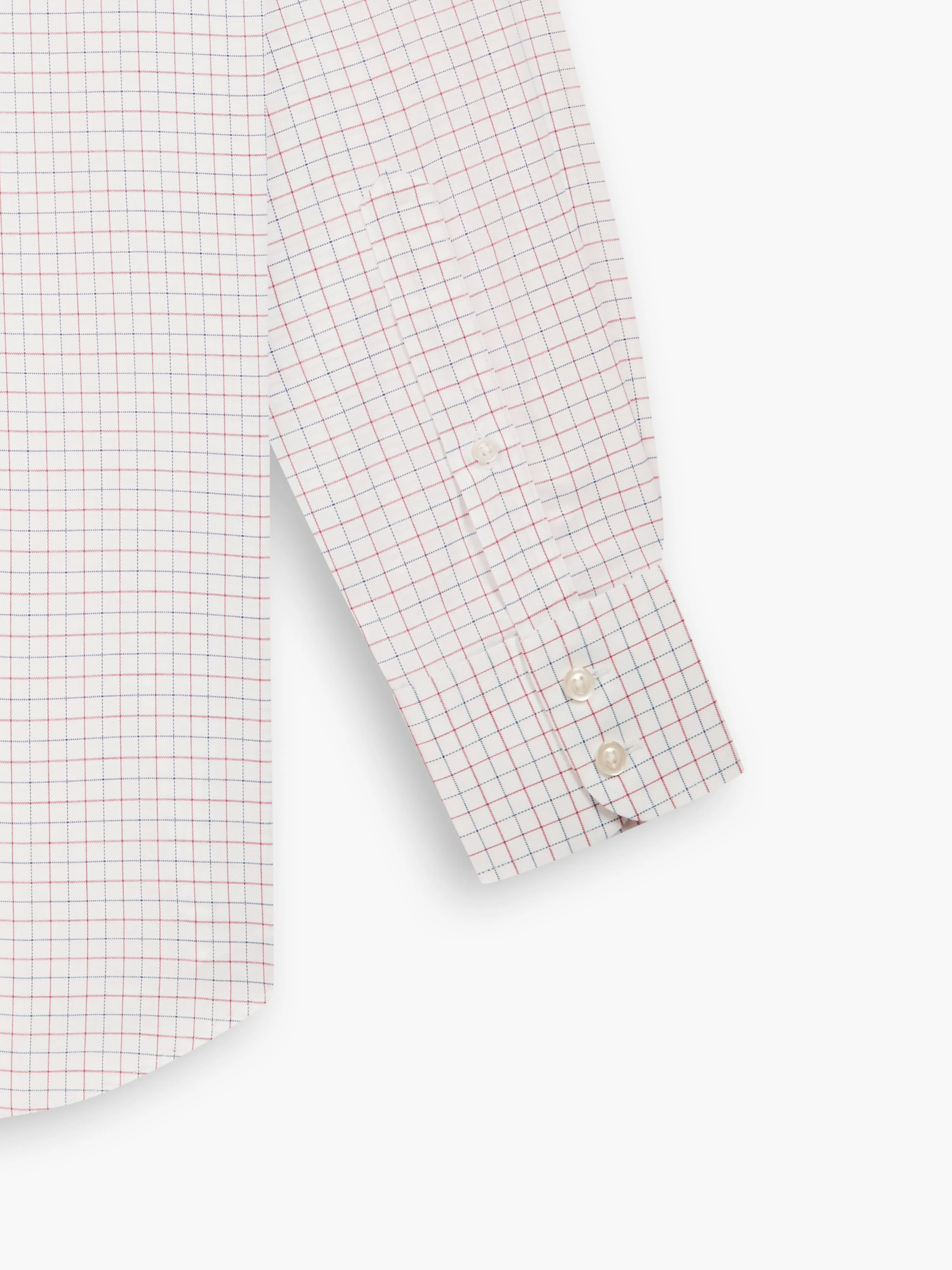 Non-Iron Navy & Red Double Check Oxford Regular Fit Single Cuff Classic Collar Shirt