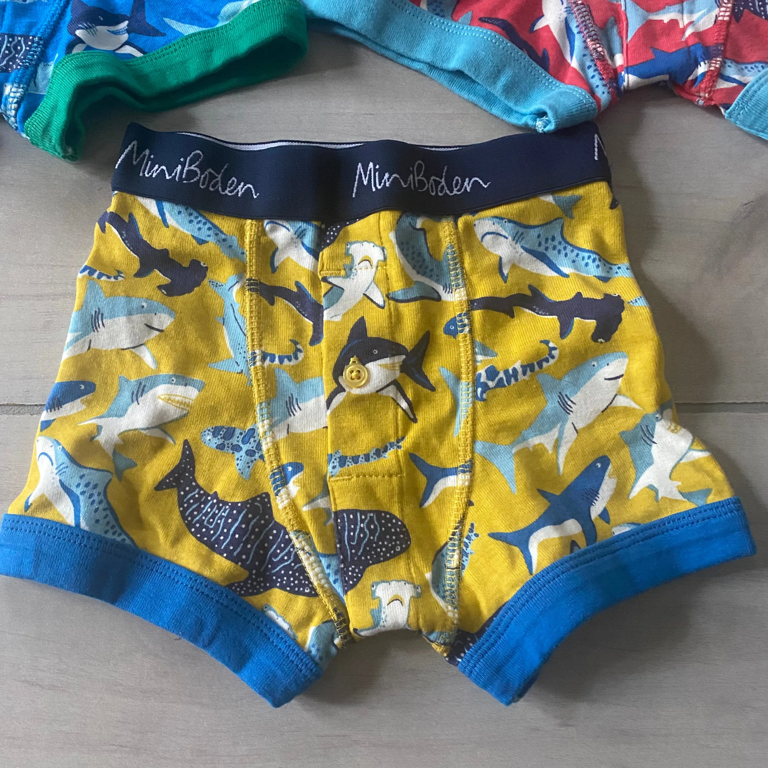 NWOT Mini Boden Shark Pattern Boxer Brief Underwear Set