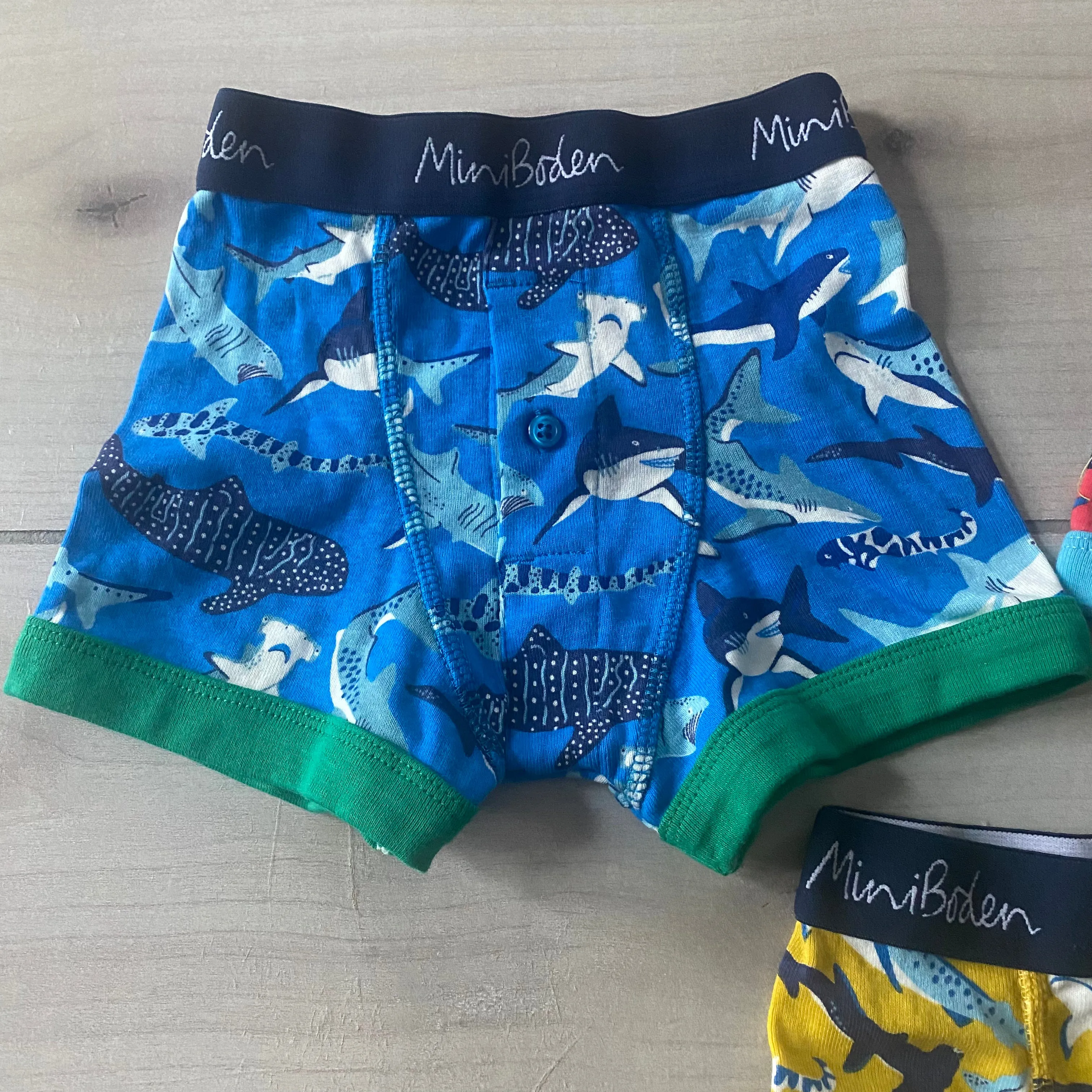 NWOT Mini Boden Shark Pattern Boxer Brief Underwear Set