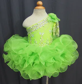 One Shoulder Toddler/Baby Girl Glitz Cupcake Pageant Dress