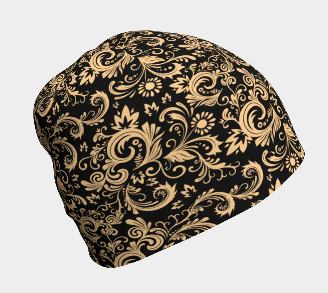 Oriental Floral Pattern - Onyx | Beanie | Mandalazed