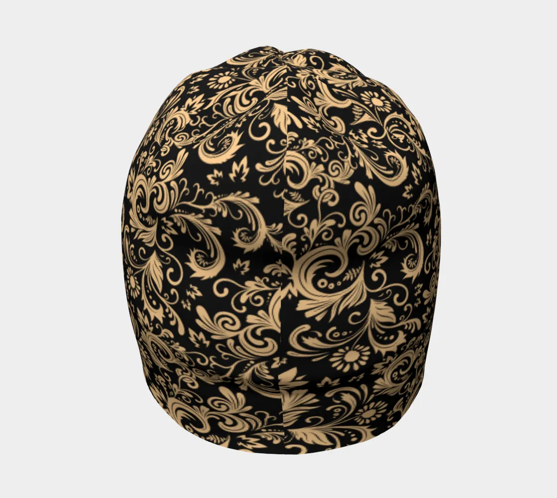 Oriental Floral Pattern - Onyx | Beanie | Mandalazed