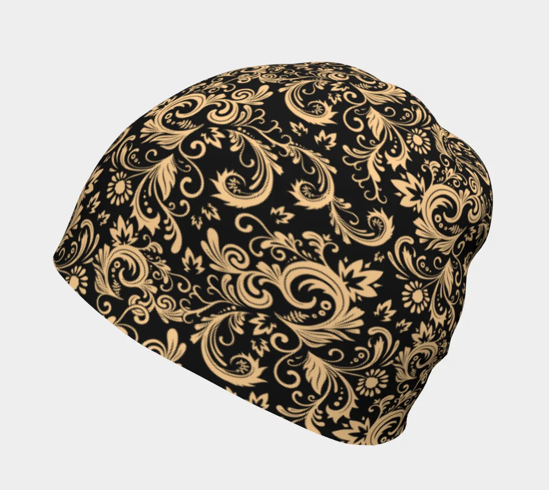 Oriental Floral Pattern - Onyx | Beanie | Mandalazed