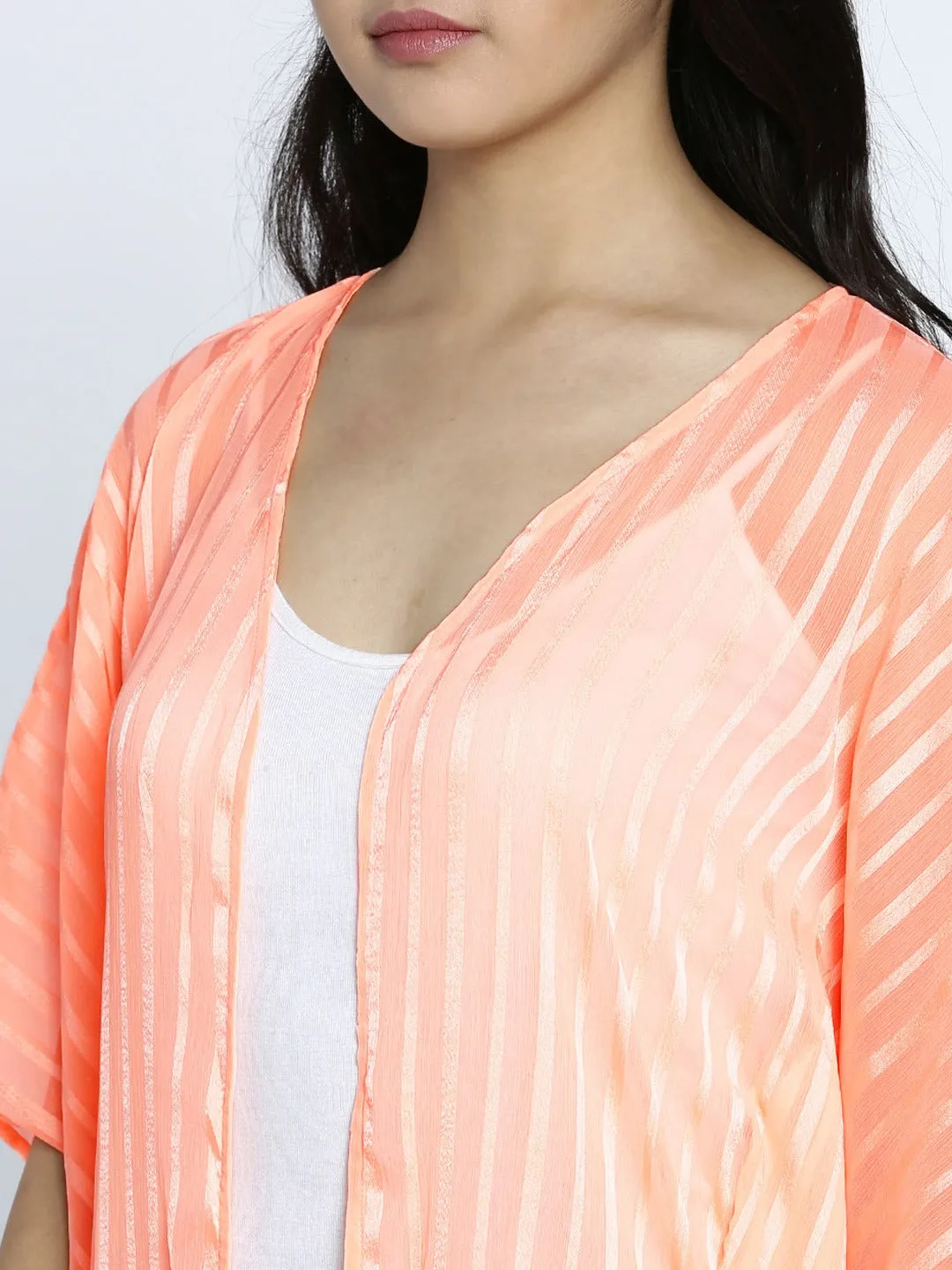 Peach Lines Shrug - (Clearance - Final Sale)