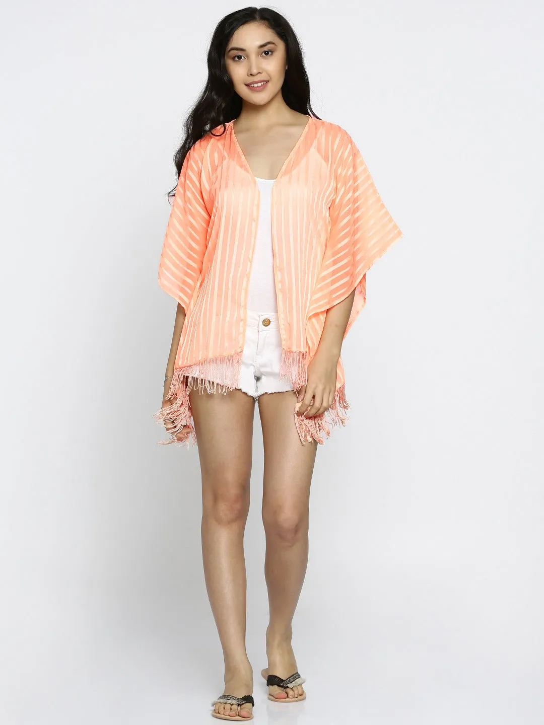 Peach Lines Shrug - (Clearance - Final Sale)