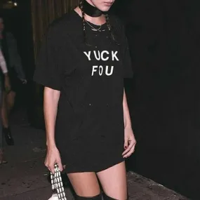 Personalized Women Slogan Black Tee Dress