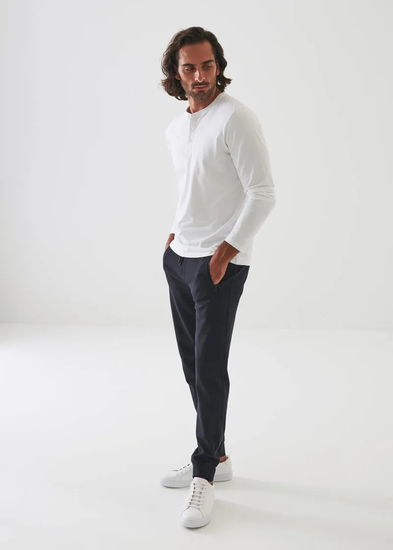 pima cotton stretch henley - WHITE