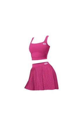 Pink color top and pleated skirt set