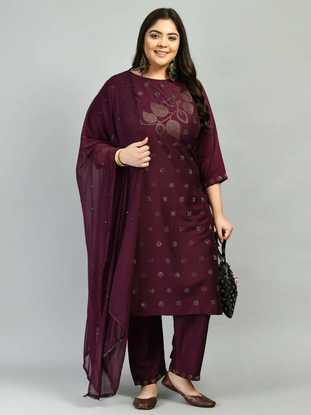 Plus Size Sparkling Wine Kurta Set