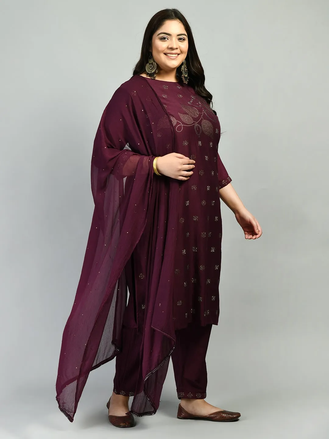 Plus Size Sparkling Wine Kurta Set