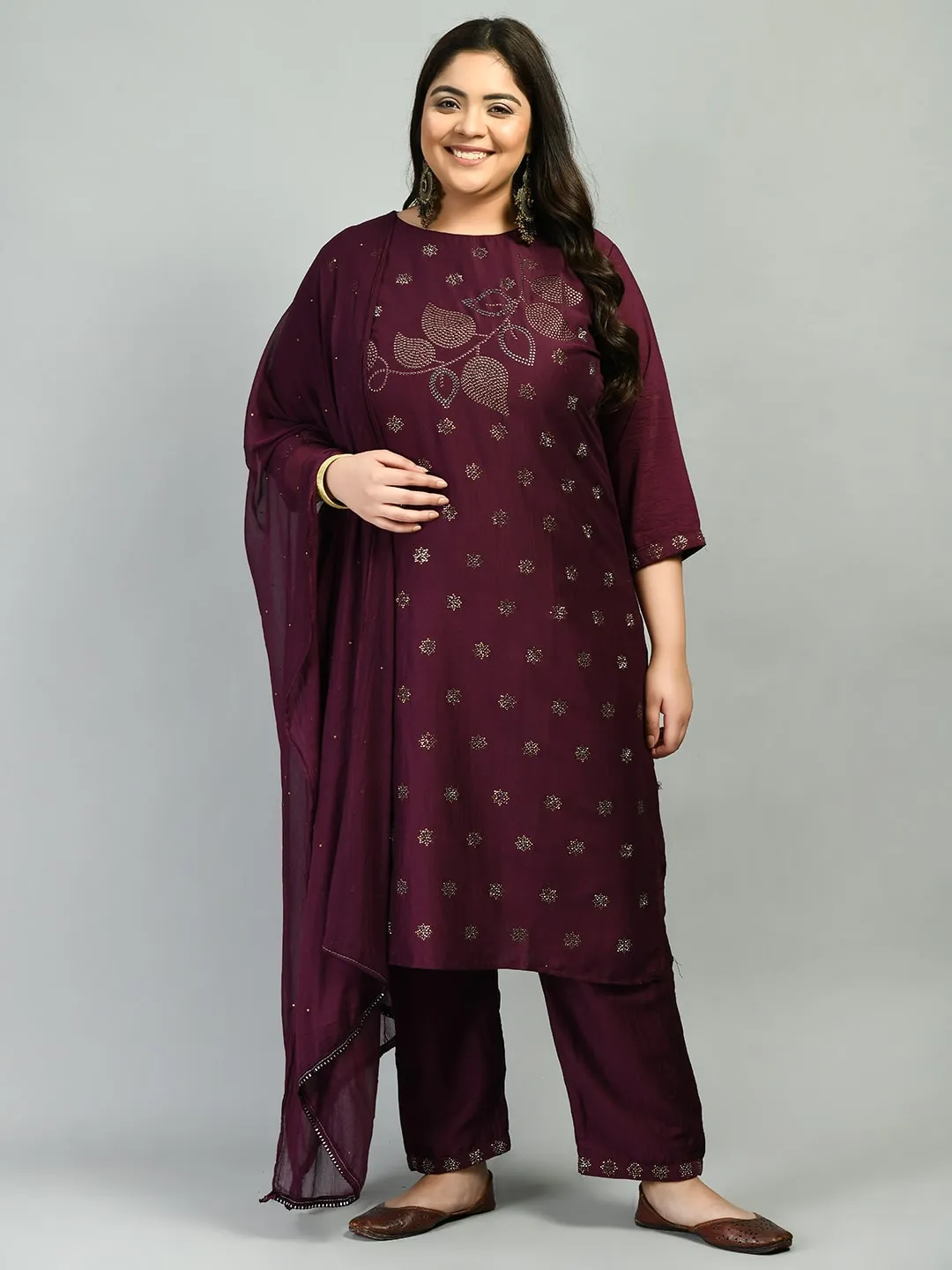 Plus Size Sparkling Wine Kurta Set