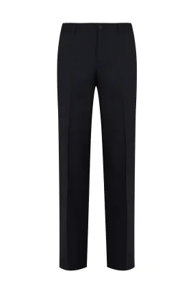 Regular Fit Side Pocket High Waist Navy Wool Dress Pants