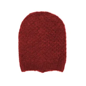 Ringlet Textured Slouchy Beanie in Merlot Red