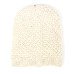 Ringlet Textured Slouchy Beanie in Off White