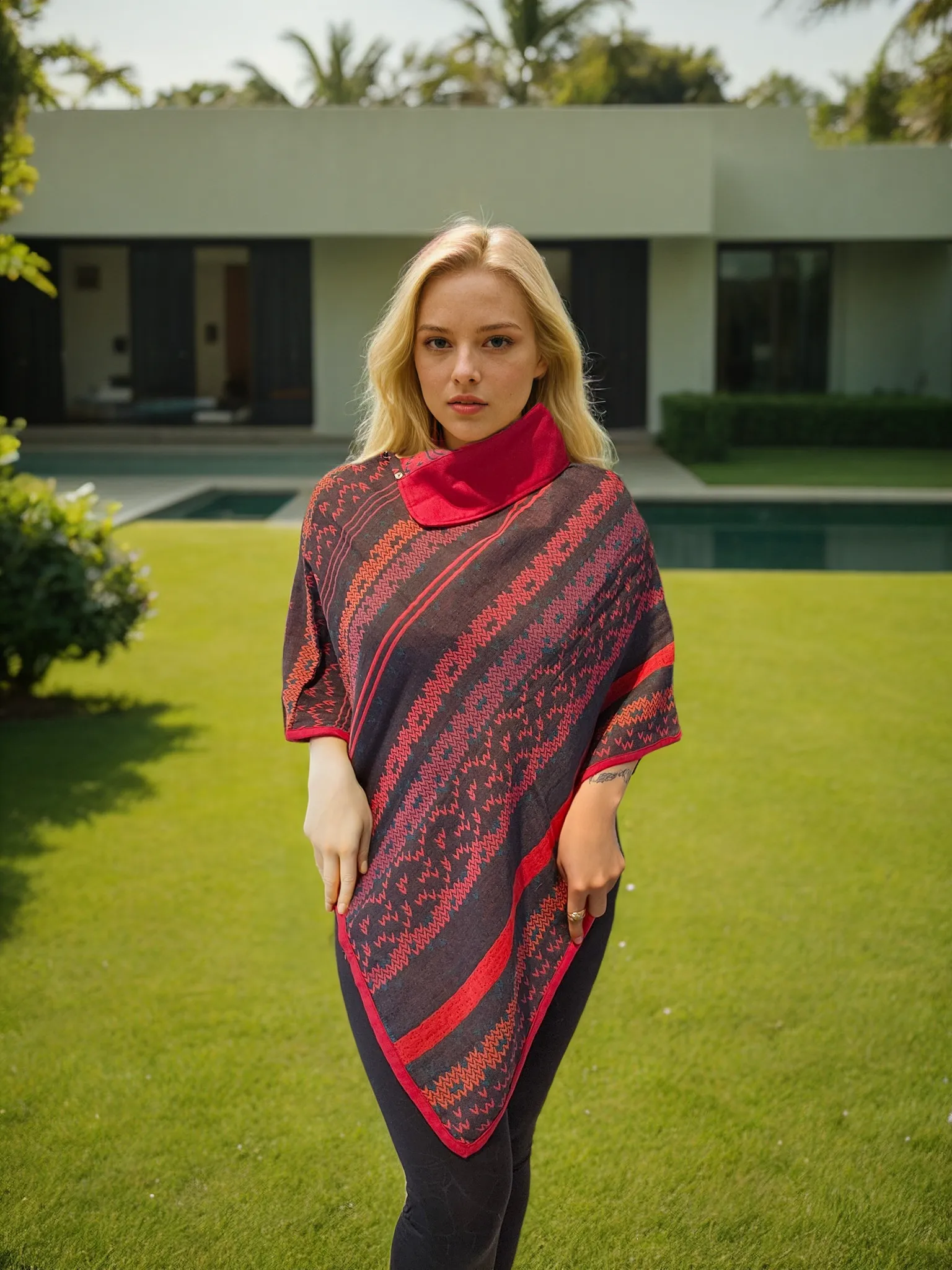 Ruby Wool Poncho