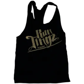 Run Tingz Black and Gold Racer Vest