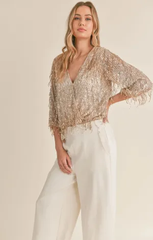 Sadie & Sage Light Up Surplice Sequined Bodysuit