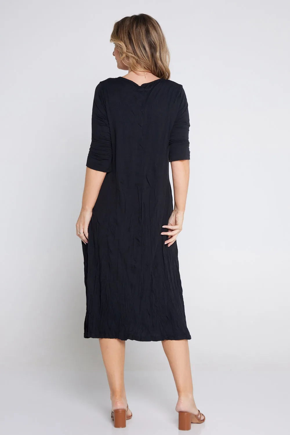 Sally Bamboo & Cotton Midi Dress - Black