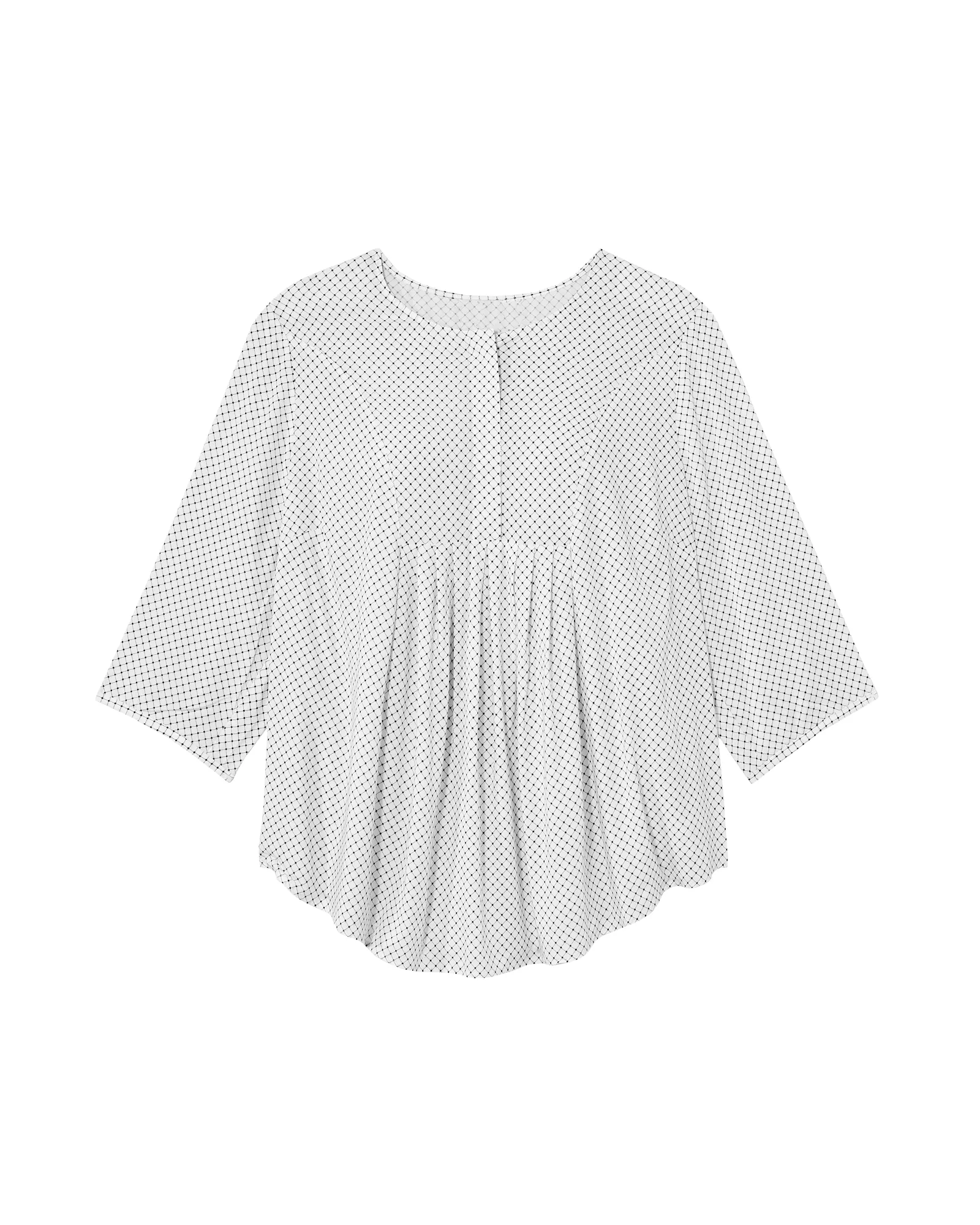 Sam 3/4 Sleeve Pleated Front Blouse | White / Black