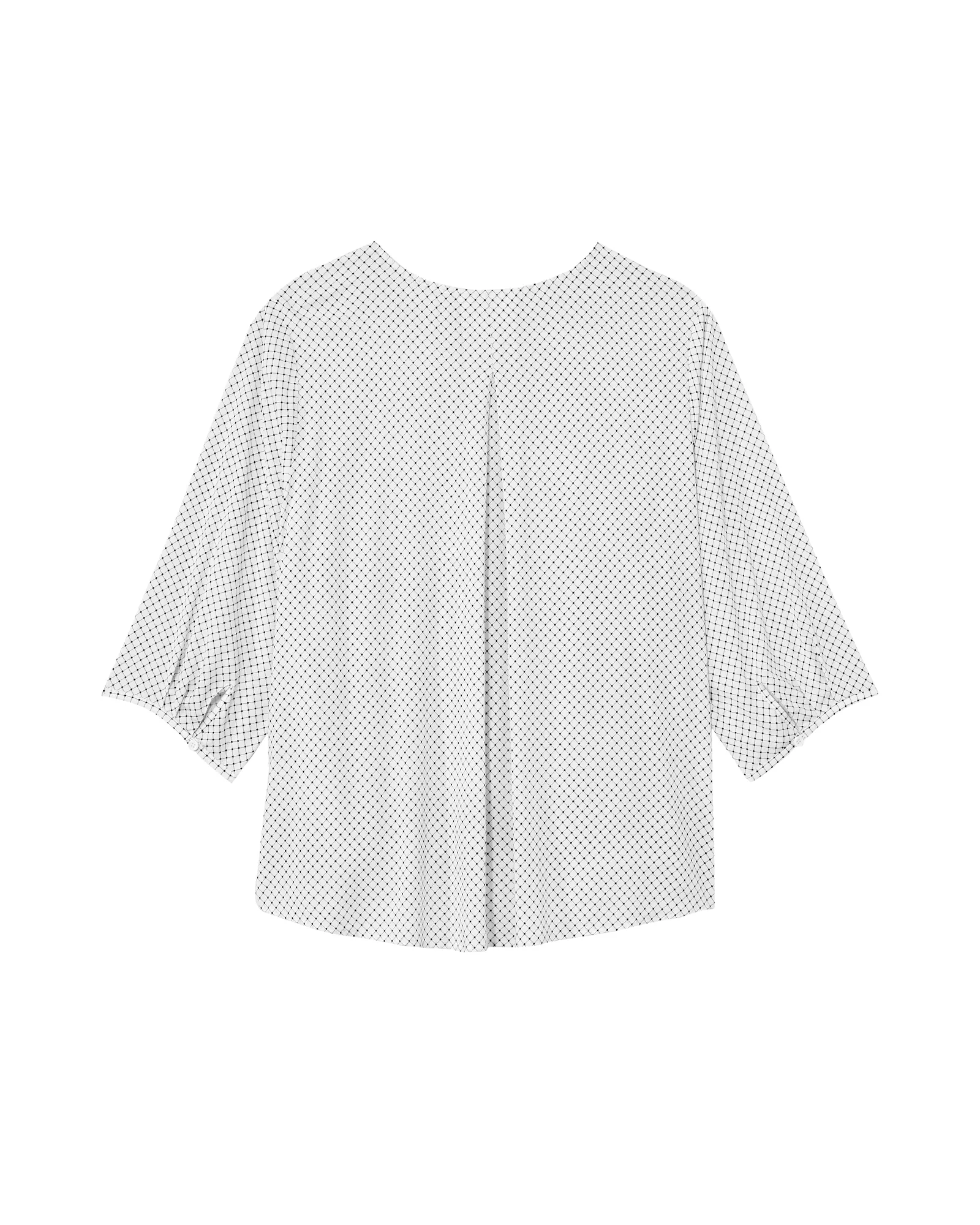 Sam 3/4 Sleeve Pleated Front Blouse | White / Black