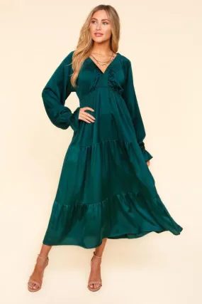 Satin Babydoll Maxi Dress - Hunter Green (Shipping in 1-2 Weeks)