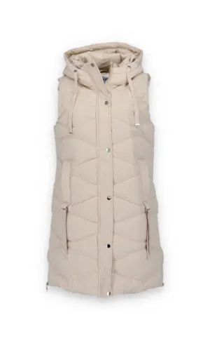 Saturne Long Quilted Gilet  Lh229 Beige