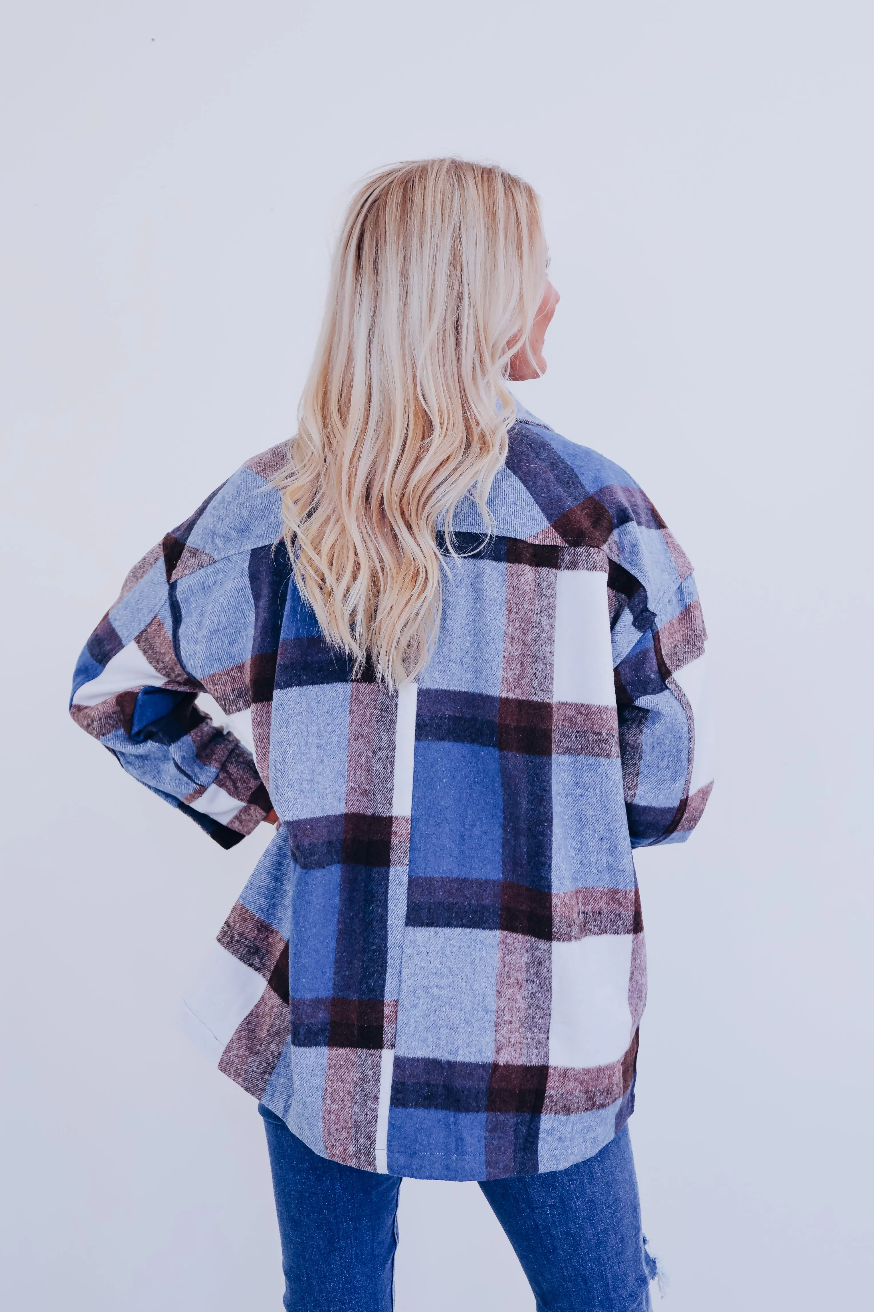 Sayer Brushed Flannel Plaid Jacket - Blue