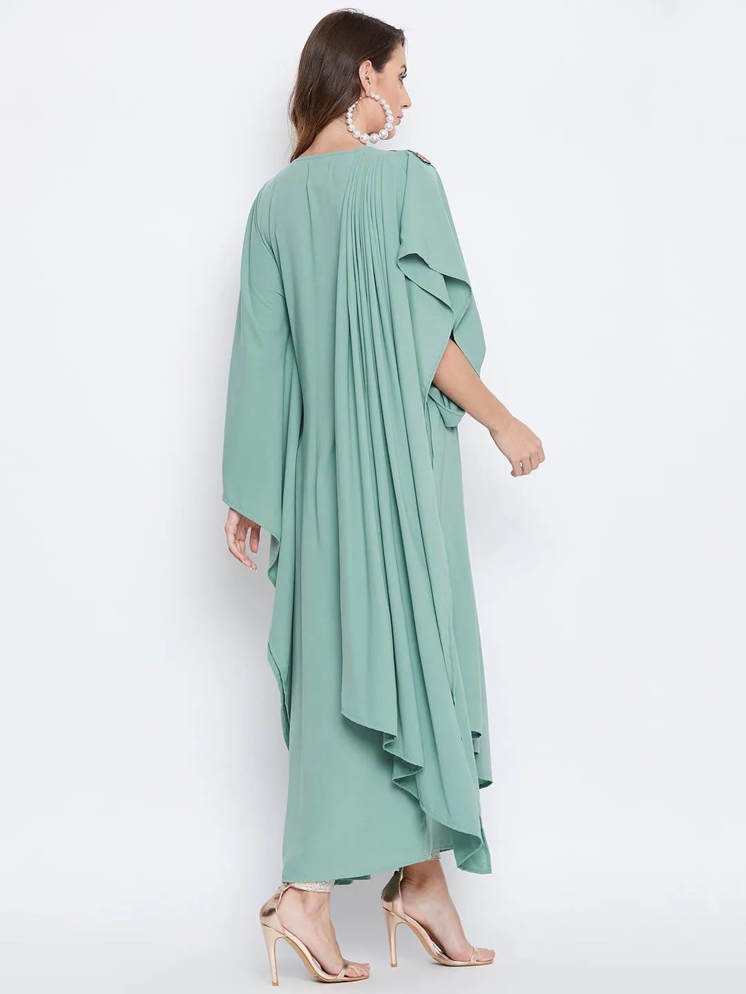 Sea Green Embellished Draped Kaftan (Final Sale)