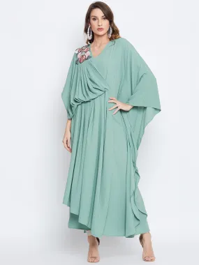 Sea Green Embellished Draped Kaftan (Final Sale)