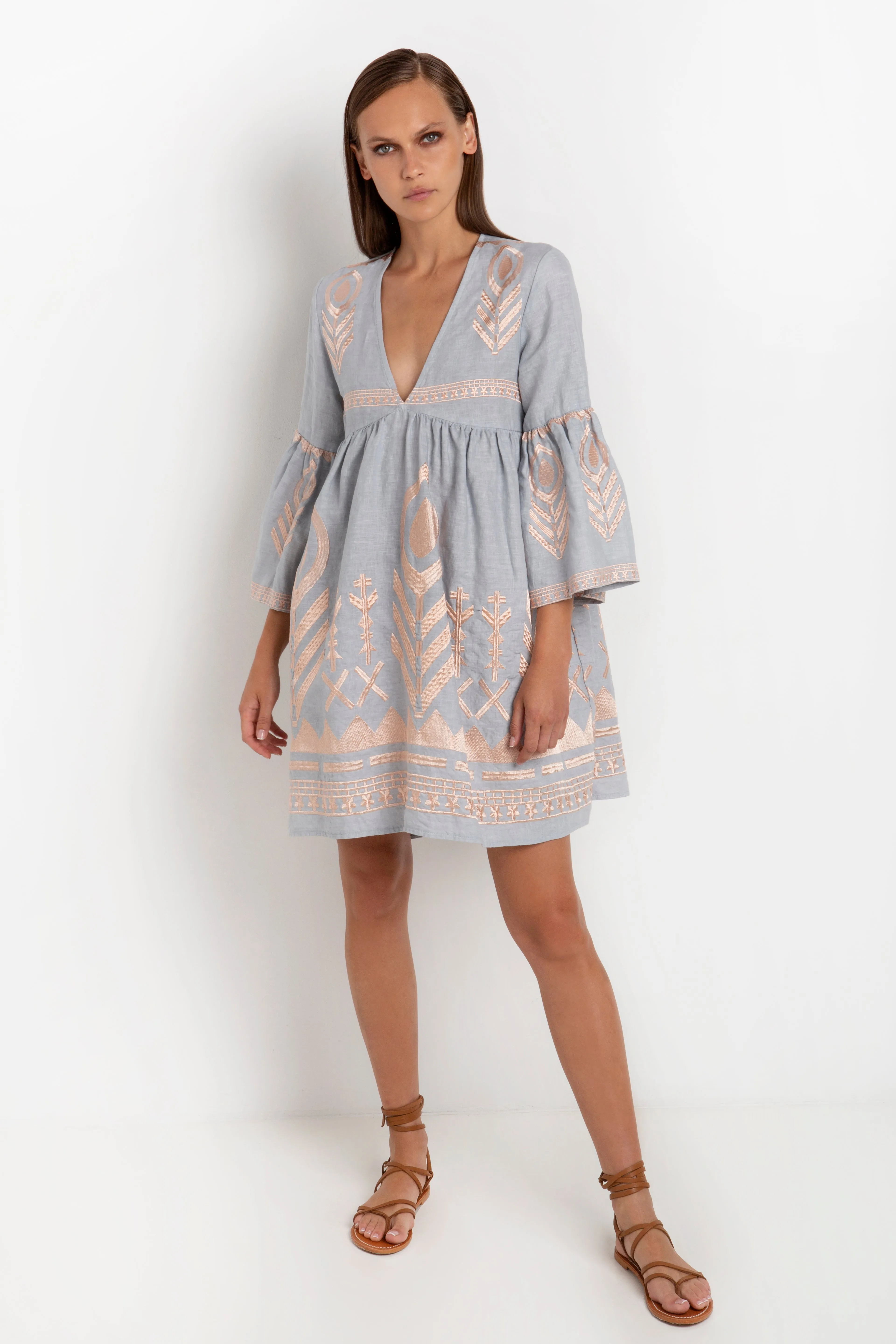 SHORT LINEN DRESS "FEATHER"